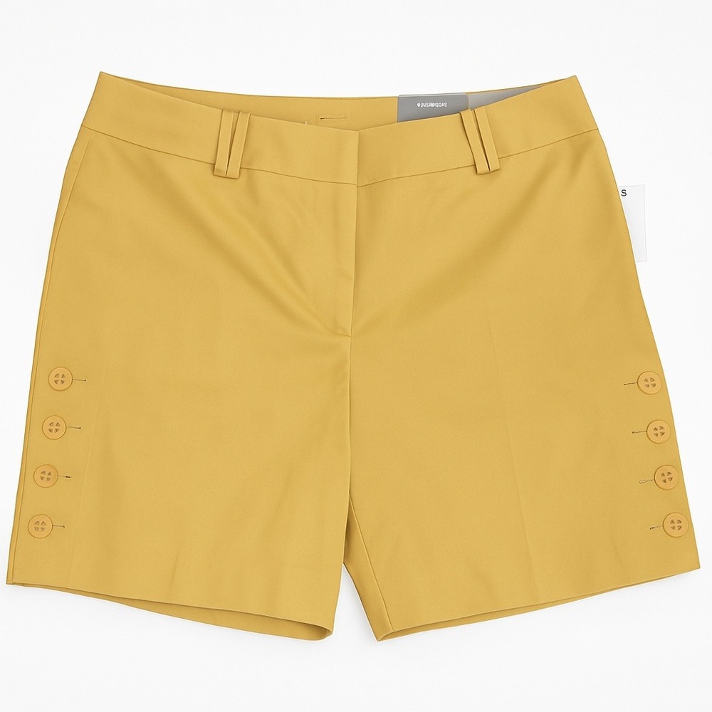 Talbots Shorts Womens 6 Yellow Twill Stretch 7 Inch Button Hem Casual Summer